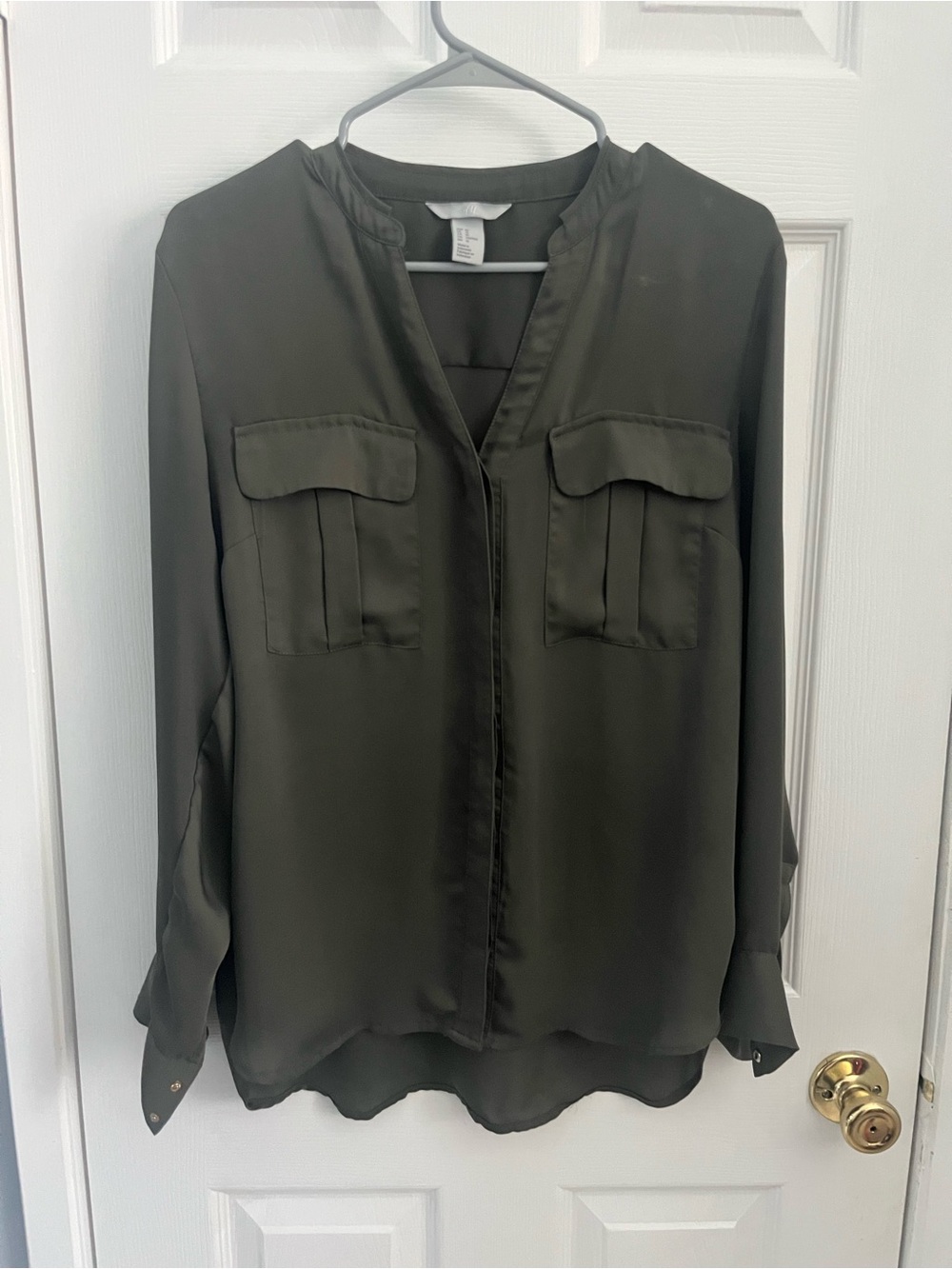 H&M V-Neck Utility Blouse - Olive